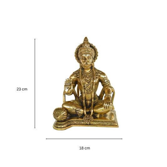 Hanuman Statue Hindu Monkey God of Devotion, Celibacy, Lord Hanuman Idol, Bajrangbali Handmade brass Ram Bhakt Indian God