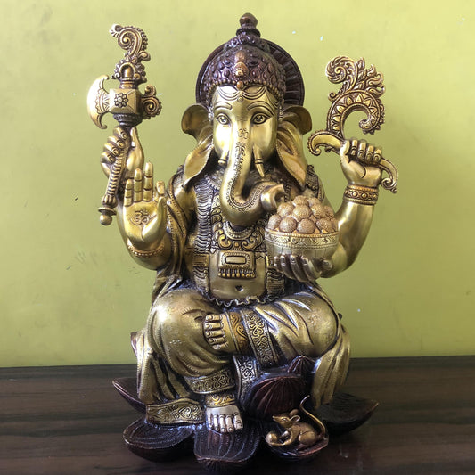 Ganesh big size for home office hotel lobby decor, fine gift art, handmade metal figure, statue Aakrati