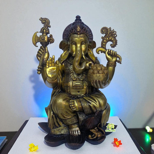 Ganesh big size for home office hotel lobby decor, fine gift art, handmade metal figure, statue Aakrati