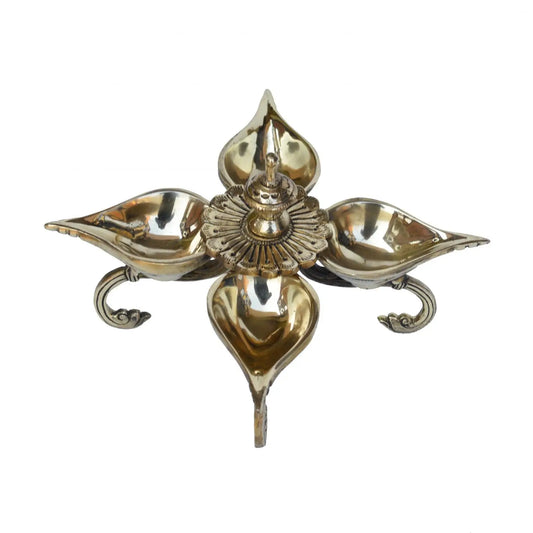 Brass Diya, 4 diya ,Brass Oil Deepak- Handcrafted & Traditionally Designed Brass Diya, Diwali Diya, Deepak For Pooja, Temple Decor Item Aakrati