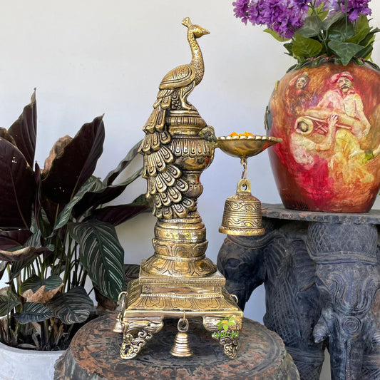 Peacock Brass Diya Or Deepak, Diwali Decoration Lamps, Home Decor, Traditional Indian ,oil decorative lamps, Auspicious Diya