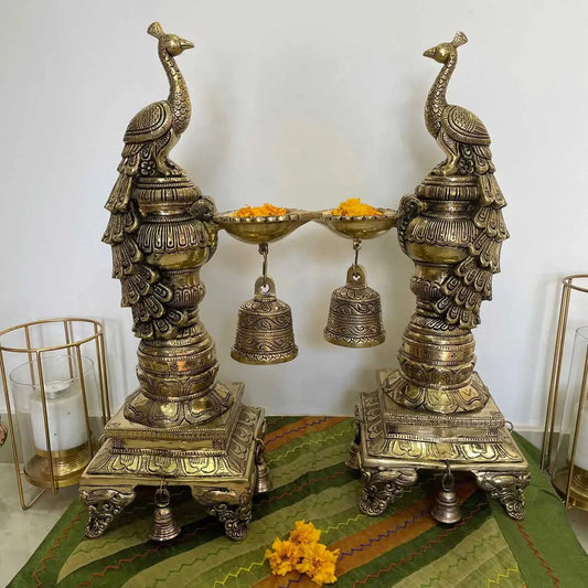 Peacock Brass Diya Or Deepak, Festive Decoration Lamps, Home Decor, Traditional Indian ,oil decorative lamps, Auspicious Diya Aakrati