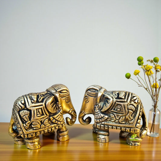 Brass elephant for vastu and decor- unique gift and craft by Aakrati