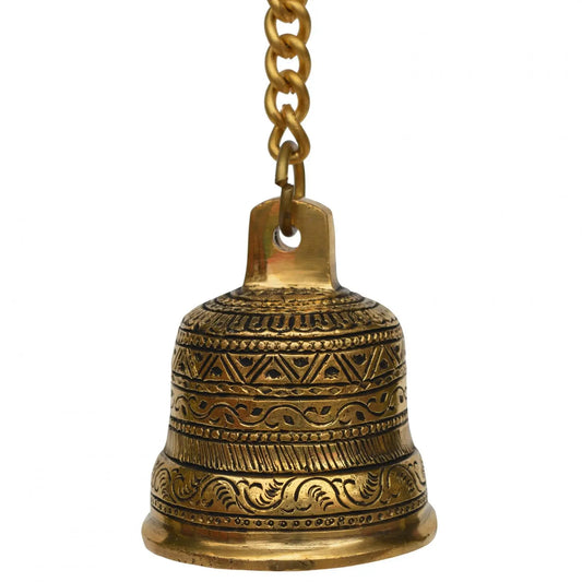 Christmas hanging bell in brass metal for worship and decor Aakrati