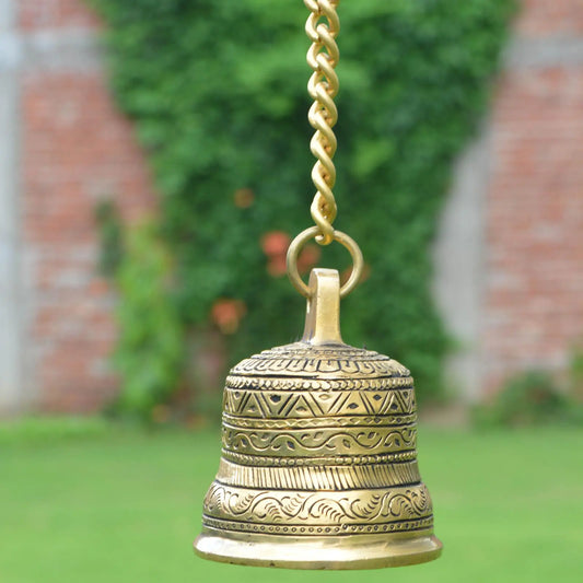 Christmas hanging bell in brass metal for worship and decor Aakrati