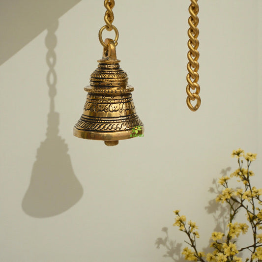 Metal brass bells for hanging in temple and home Aakrati