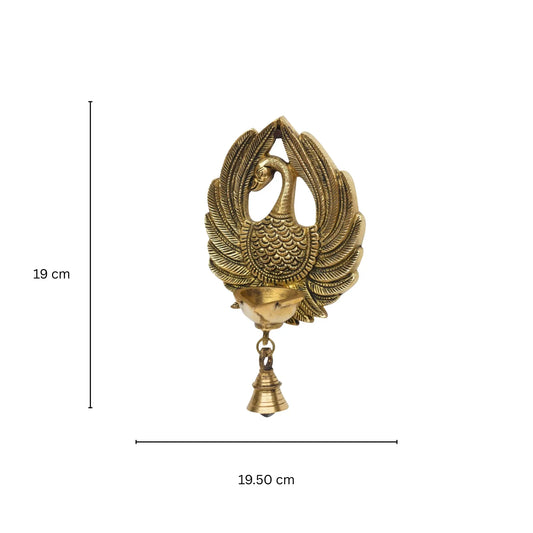 Wall bird diya with bells decorative for home and office wall and gift Aakrati