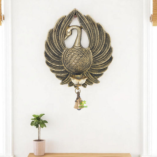 Parrot Design Wall Hanging Diya, Indian Decor Diya, Brass Oil Lamp, Hanging Diya for Home Decor