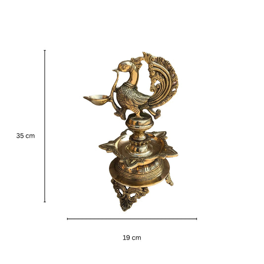 Peacock Deepak Stand, Brass Peacock Diya for Home Temple, Brass Oil Diya Lamp, Indian Decor Diya, Indian Homeware Aakrati