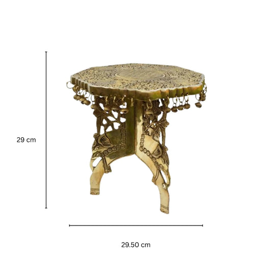 Chowki with Ghungroos (Bells) - Brass Sculpture Aakrati