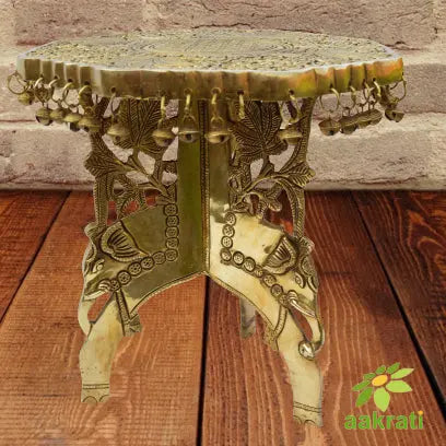 Chowki with Ghungroos (Bells) - Brass Sculpture Aakrati