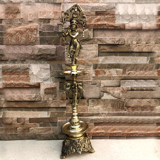 Large Size Fluting Krishna Lamp, Indian Decor Diya, Indian Homeware Aakrati