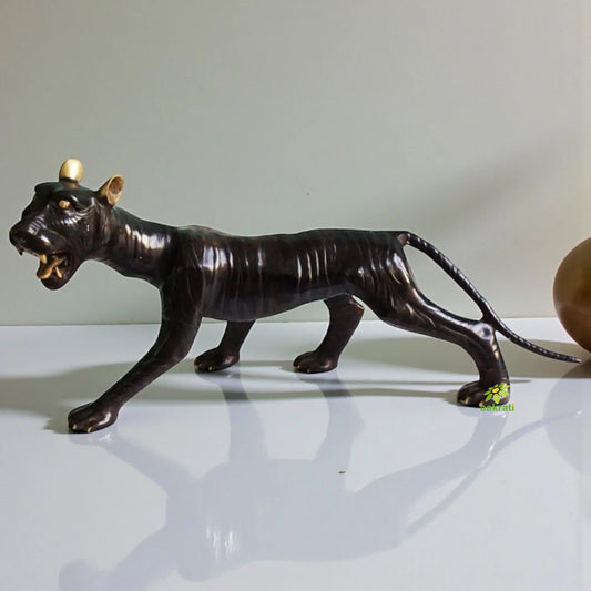 Exquisite Brass Panther Figurine | A Symbol of Strength & Elegance | Brass Animal Showpiece Statue ( Black, 42 inch) Aakrati