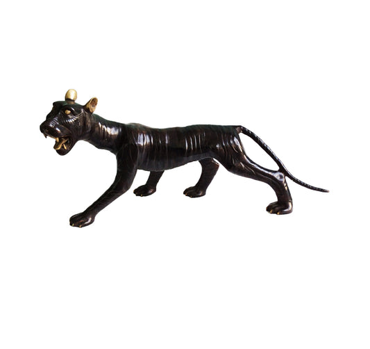 Exquisite Brass Panther Figurine | A Symbol of Strength & Elegance | Brass Animal Showpiece Statue ( Black, 42 inch)