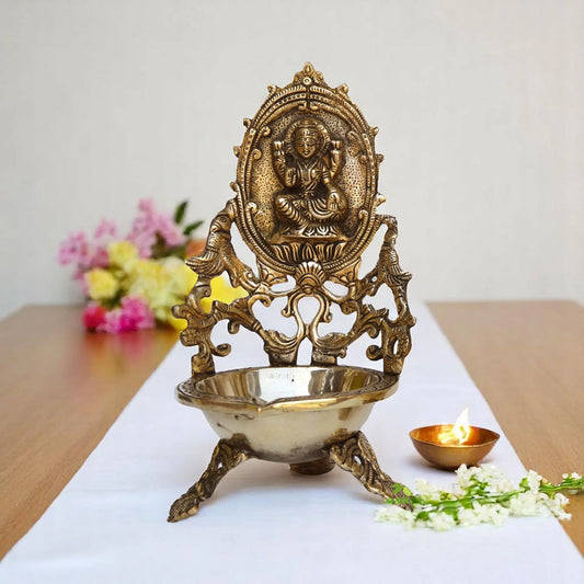 Ethnic Indian Design Lakshmi Brass Table Diya | Home Decor |Brass Diya | Brass Deepam | Brass Lamps | Kuthu Vilakku Aakrati