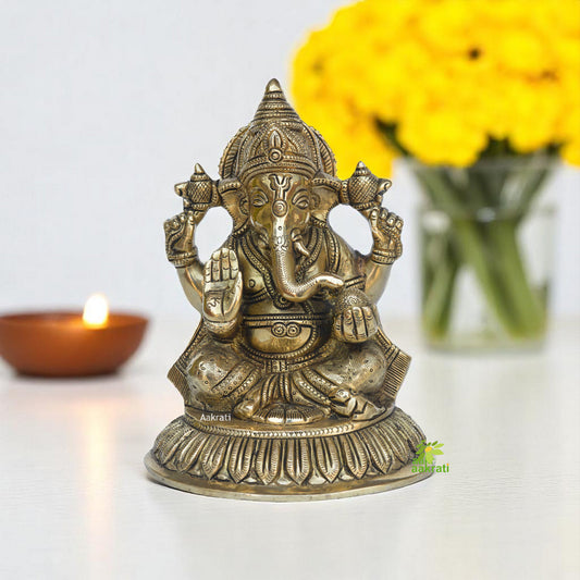 Ganesh Statue, Lord Ganesha Statue,Brass Ganesha Statue, Ganesha for Alter, Vinayak Statue, Hindu Elephant God figure, Ganpati idol