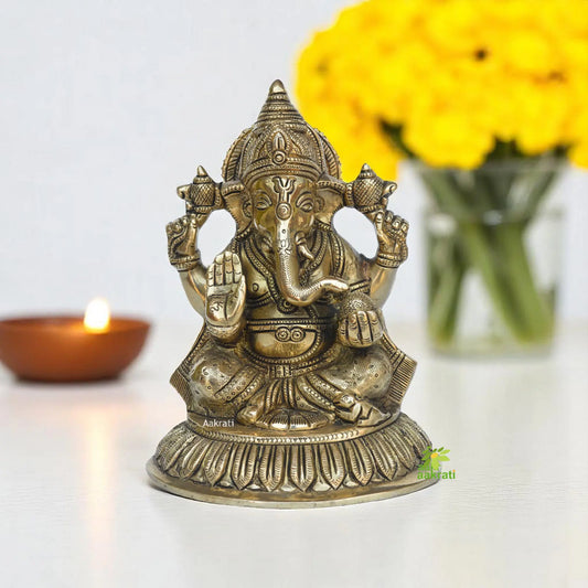 Ganesh Statue, Lord Ganesha Statue,Brass Ganesha Statue, Ganesha for Alter, Vinayak Statue, Hindu Elephant God figure, Ganpati idol Aakrati