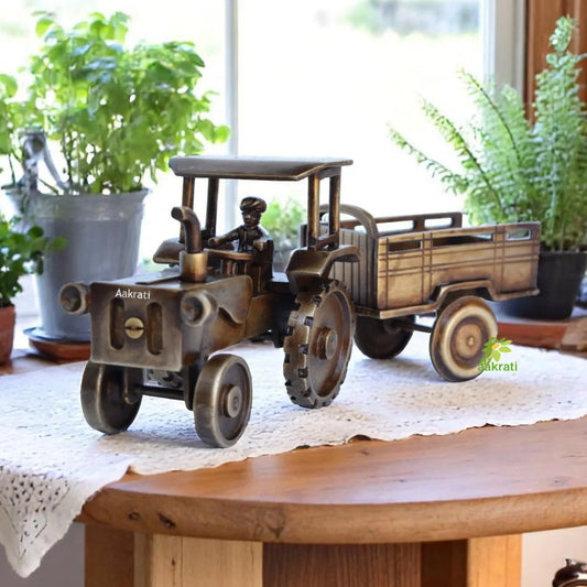 Tractor showpiece made in brass decorative table showpiece for gift at house & office Aakrati