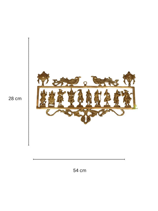 Wall decor Vishnu ten avtar fram in brass for home and hotel decor by Aakrati Aakrati
