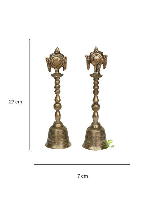 Chakra- Shankh hand bell in metal brass Auspicious Vintage gift table decor Aakrati