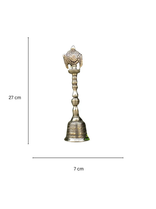 Brass hand bell with sign of lord vishnu temple worship Aakrati