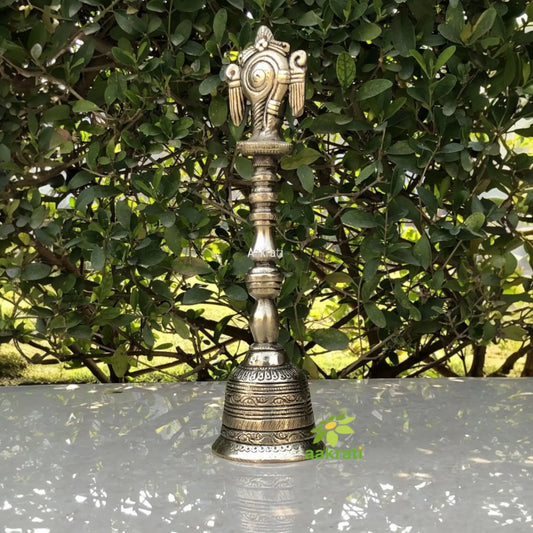 Shankh hand bell with good sound temple bell made in brass Aakrati