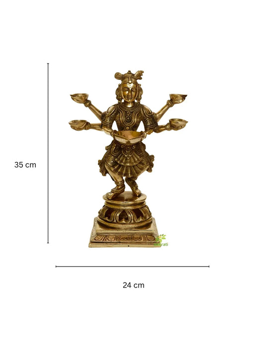 DeepLaxmi statue with diya holder space - Welcome lady for positive energy- Deep Lakshmi sculpture - Deeplakshmi idol Aakrati