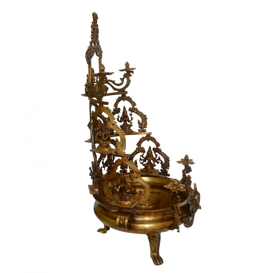 Ashta Lakshmi urli made in brass 39 inch, Bronze finish by skilled artist Indian metal brass craft