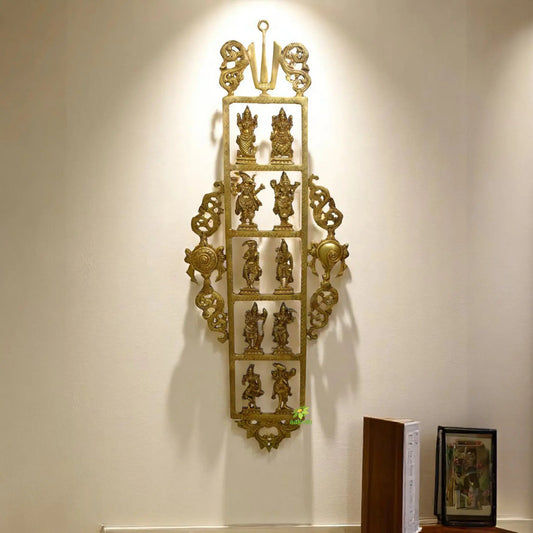 Lord Vishnu Ten Avtar for wall hanging, Rare Brass metal Sculpture Aakrati