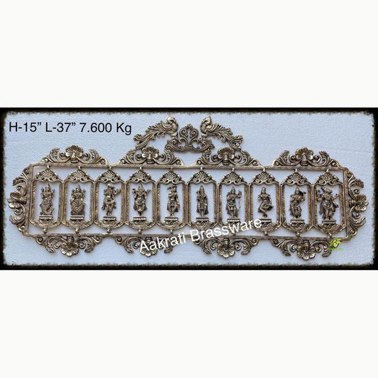 Vishnu dashavataram wall hanging plate, door and wall decor Religious gift indian handmade metal handicraft Aakrati