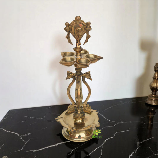 Brass Diya for puja - Oil lamp Stand Pooja