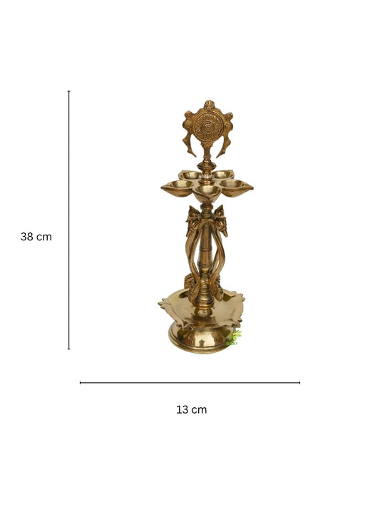 Indian Brass Religious Temple Spiritual Decor Standing Oil lamp stand Aakrati
