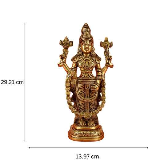 Brass Balaji Statue Statue with Yellow |Religious Statue| |Temple decor| |Gift item| |Brass Statue|