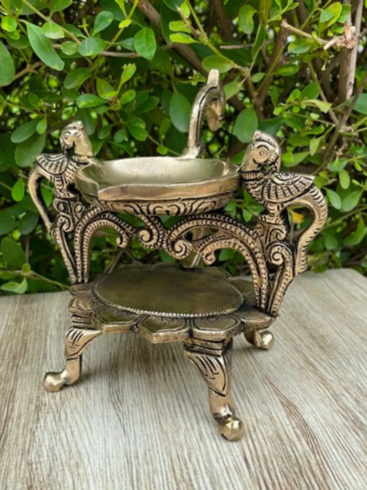 Home Decor Diya Lamp Indian Brass Peacock Design Diya Aakrati