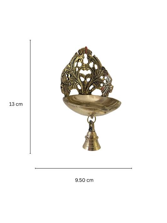 Decorative Brass Diya, Oil lamp, deepam with Bells for gift and decor