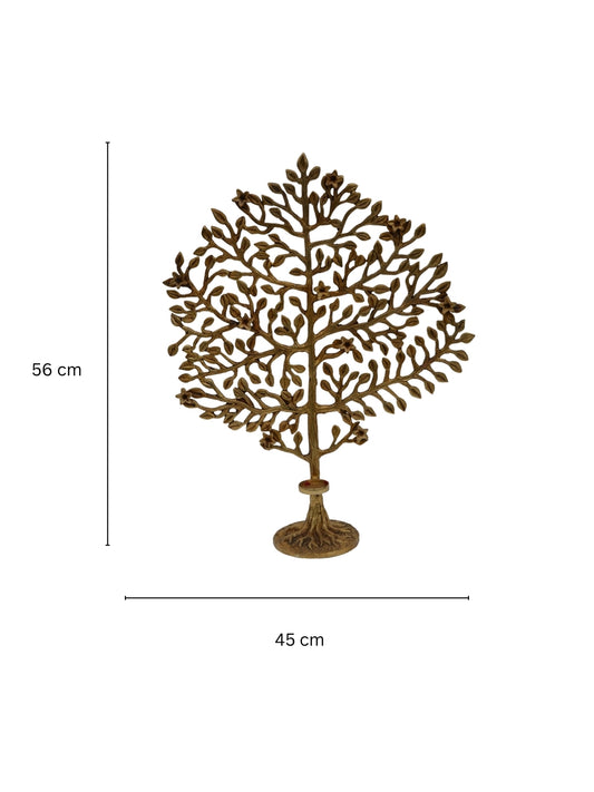 Brass Tree with Beautiful Flowers Decorative Kalpvriksh Tree for Home Office Table Top Festival