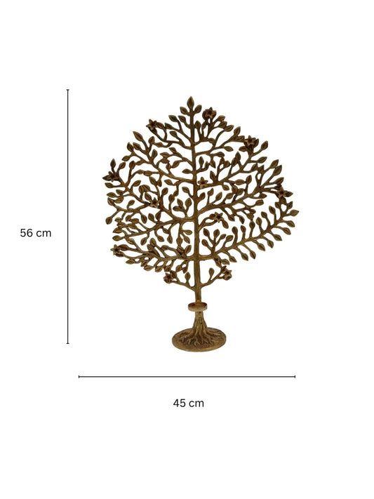 Brass Tree with Beautiful Flowers Decorative Kalpvriksh Tree for Home Office Table Top Festival Aakrati