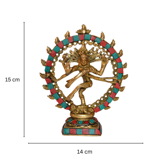 Natraj (Lord Shiva) with Turquoise coral stone work