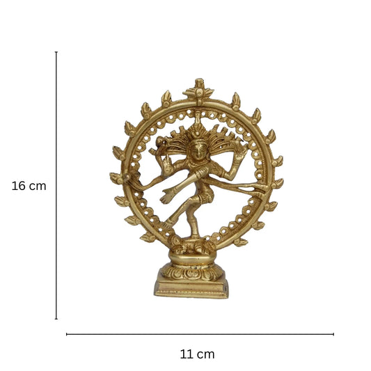 Handcrafted Nataraj Brass Statue | Spiritual Elegance for Your Home | Nataraj Brass Figurine ( Yellow, 6 inch) Aakrati