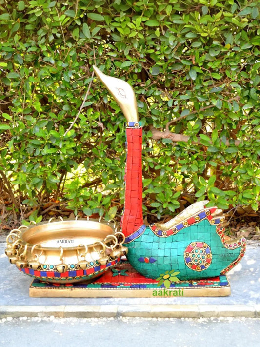 Aakrati Intricate Swan Figurine Hurli With Turquoise Stone Ideal for Bedroom/Living Room Decor Aakrati