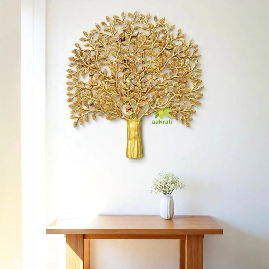 Aakrati Modern Wall Hanging Brass Tree 23 inch With Antique Finish Fits any Small Area Aakrati