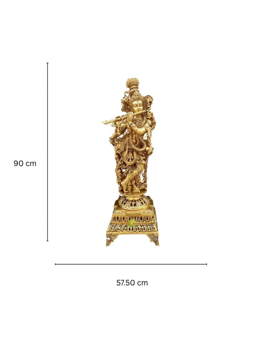 Krishna with tree Brass idols online India figure antique look Aakrati