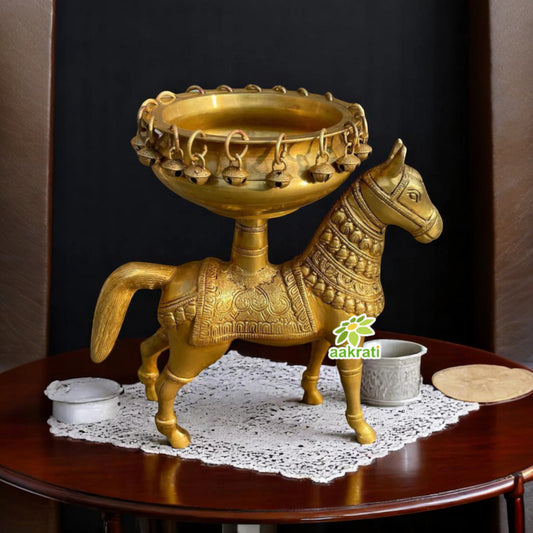 Aakrati Modern Style Hurli with Horse Figurine Great Fit For Home Temple/Entryway