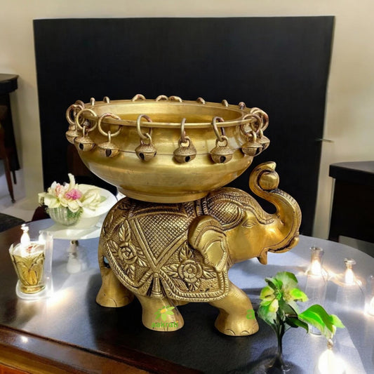 Aakrati Antique Finish Elephant Figurine with Hurli Great Addition to Temple/Home Decor