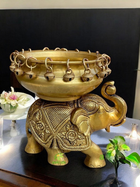Aakrati Antique Finish Elephant Figurine with Hurli Great Addition to Temple/Home Decor