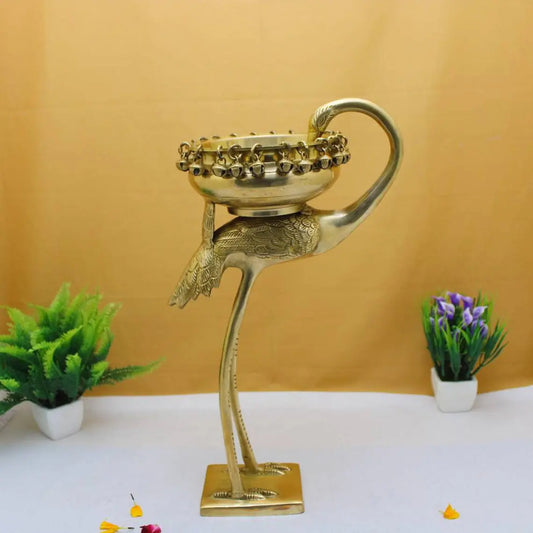 Brass Urli Ethnic Brass Flamingo Urli Brass Urli Showpiece Centre Table Decor Brass Statue for Corner Table Birds Urli Aakrati