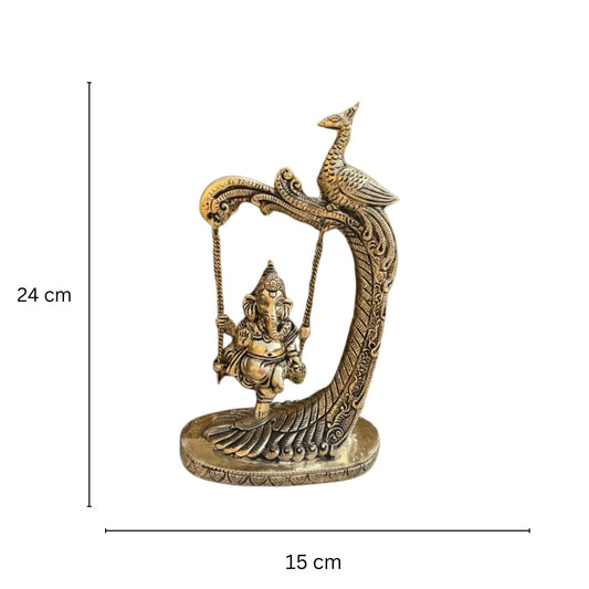 Swing Ganesh brass table showpiece sculpture for gift and decor Aakrati