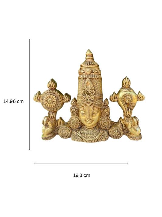 Tirupathi Balaji Venkateshwara statue wall Hanging & table top Decor , Shank Chakra , balaji Face tilak balaji