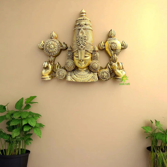 Tirupathi Balaji Venkateshwara statue wall Hanging & table top Decor , Shank Chakra , balaji Face tilak balaji Aakrati