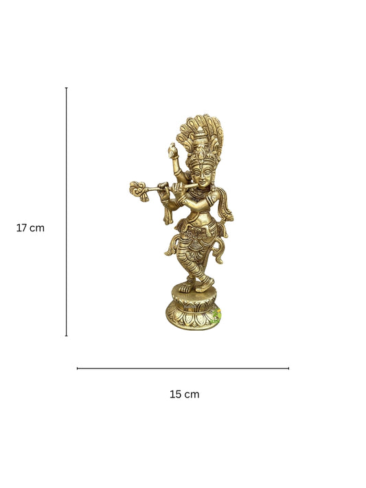 Flute Krishna religious figure metal Murti of murlidhar